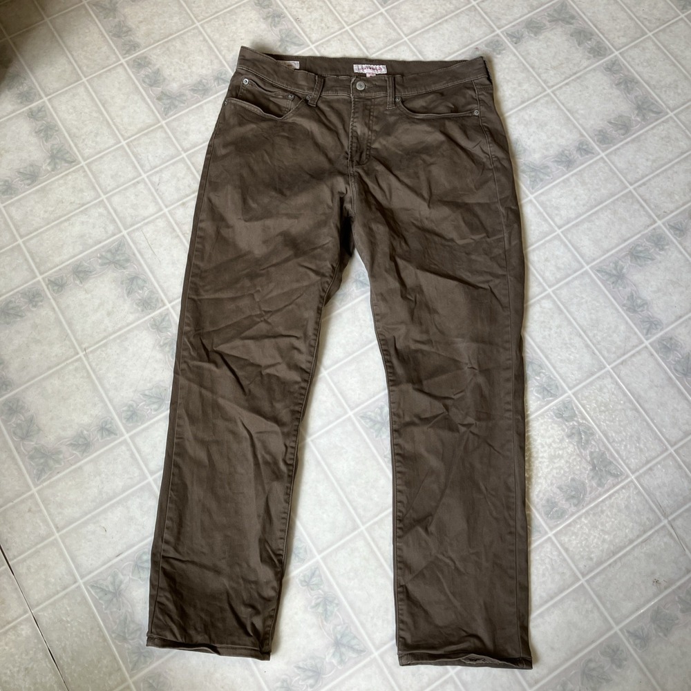 Lucky Brand LA 121 Slim Straight Jeans Men's 32 X 28 Pants Brown Lightweight